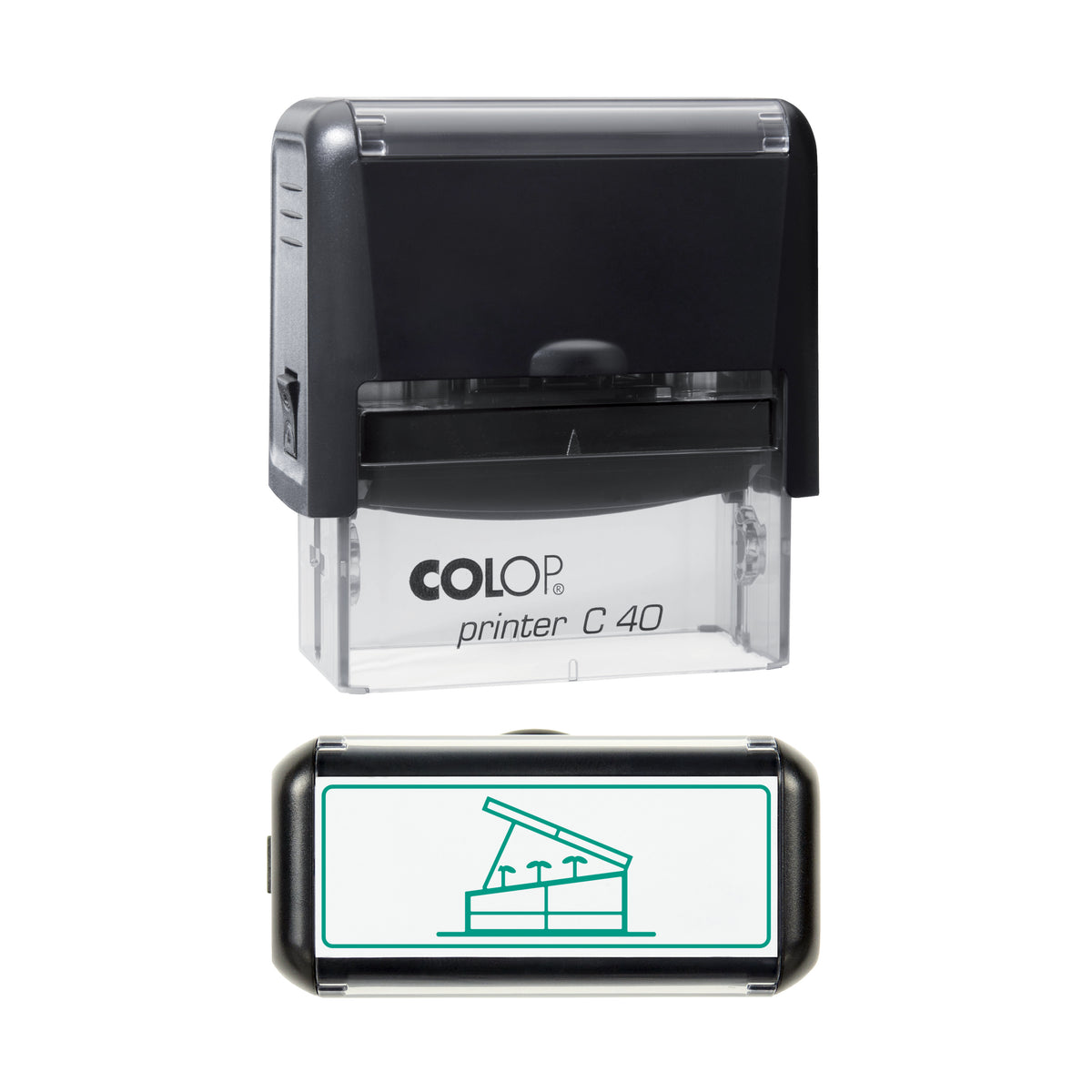 Garden Cold Frame Stamp, COLOP C40, 58 x 22mm, green ink