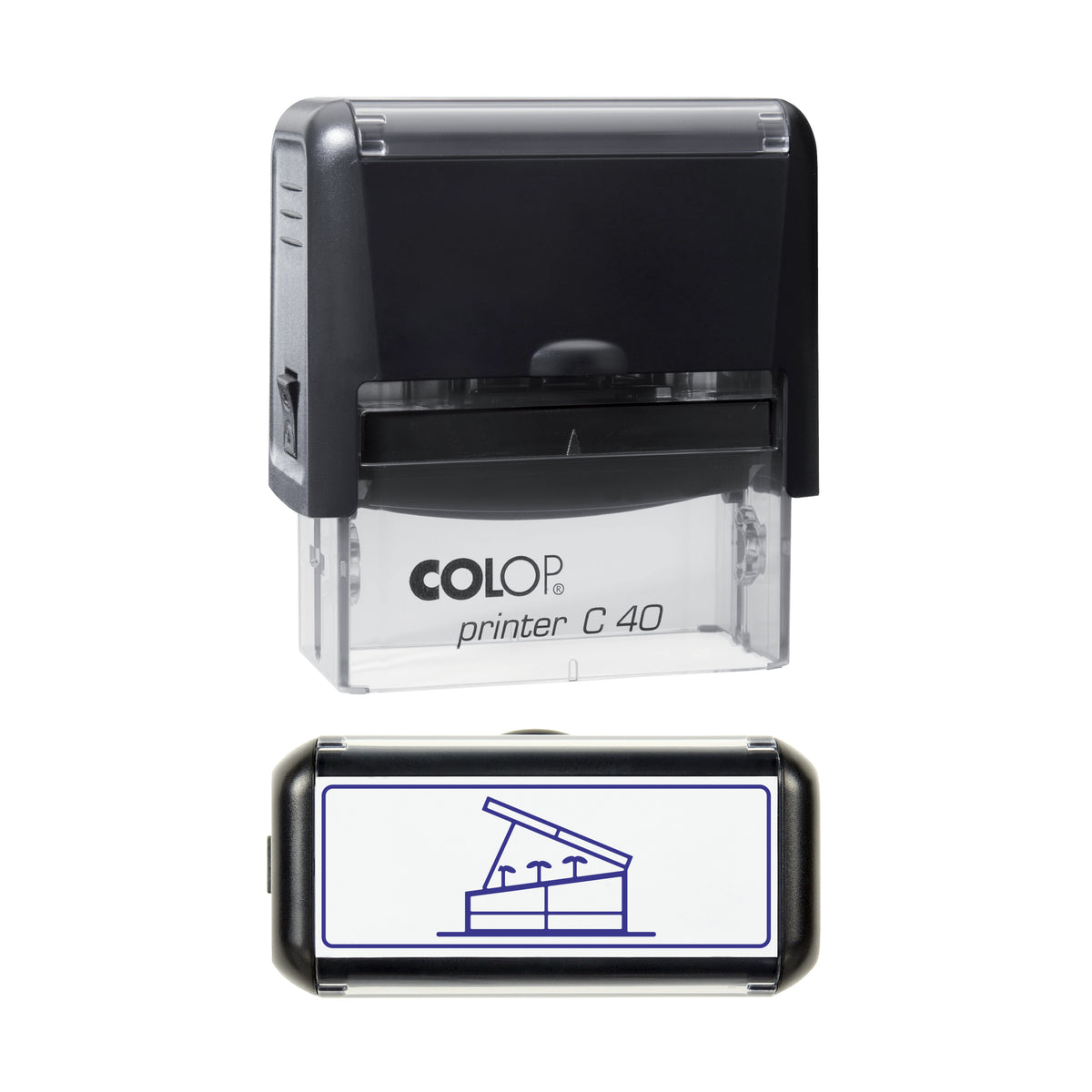 Garden Cold Frame Stamp, COLOP C40, 58 x 22mm, violet ink