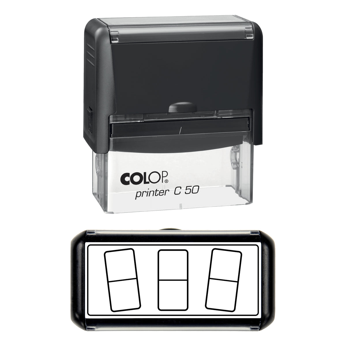 Blank Domino Tiles Stamp, COLOP C50, 70 x 30mm, black ink
