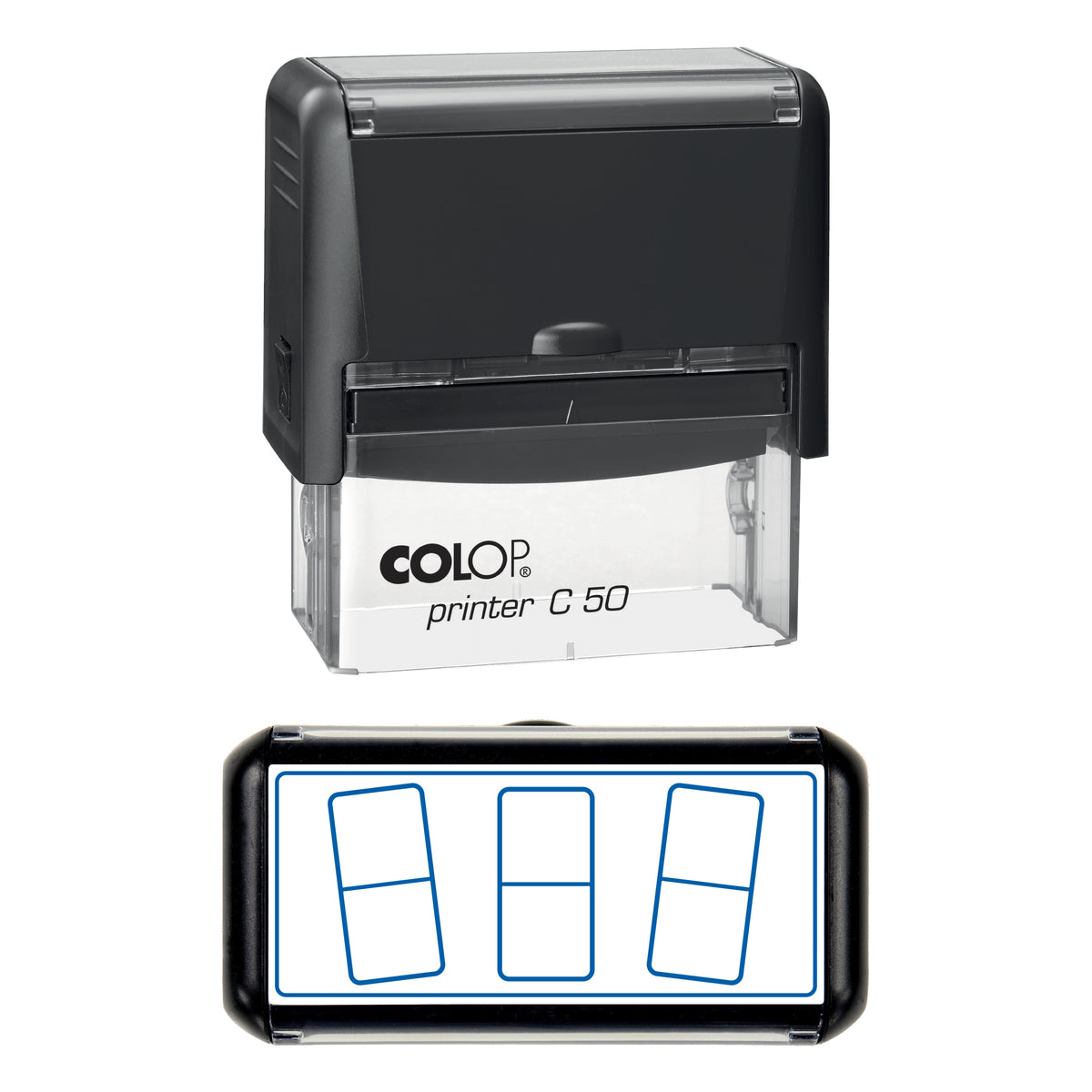 Blank Domino Tiles Stamp, COLOP C50, 70 x 30mm, blue ink