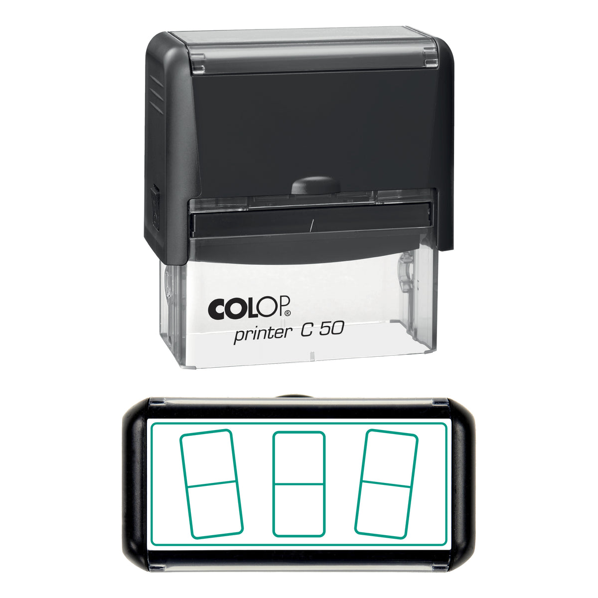 Blank Domino Tiles Stamp, COLOP C50, 70 x 30mm, green ink