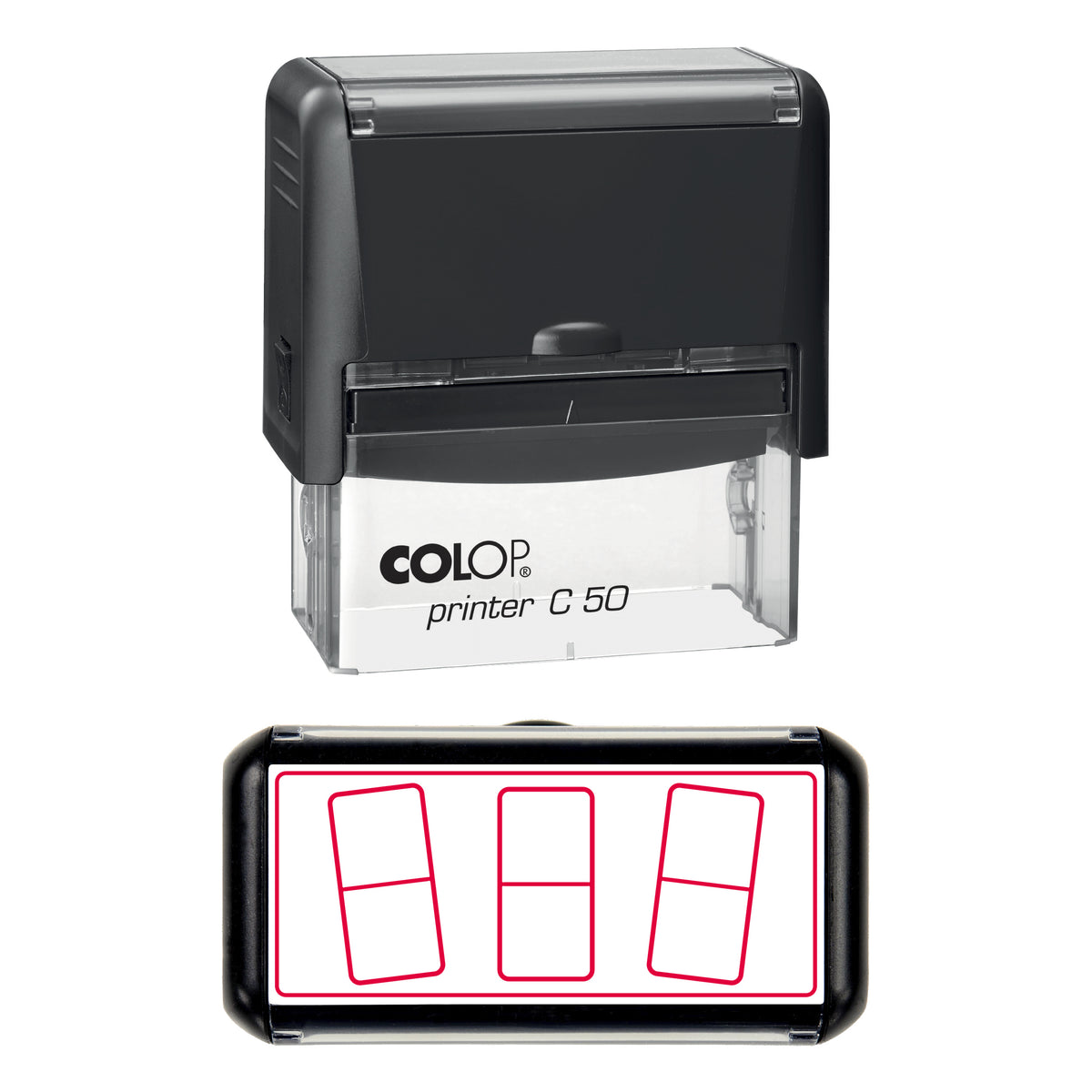 Blank Domino Tiles Stamp, COLOP C50, 70 x 30mm, red ink