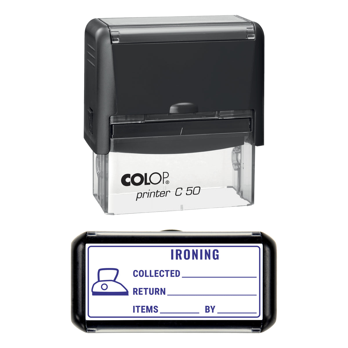 Ironing Collection Record Stamp, COLOP C50, 70 x 30mm, violet ink