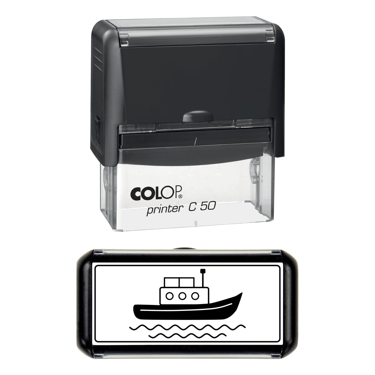 Lifeboat at Sea Stamp, COLOP C50, 70 x 30mm, black ink