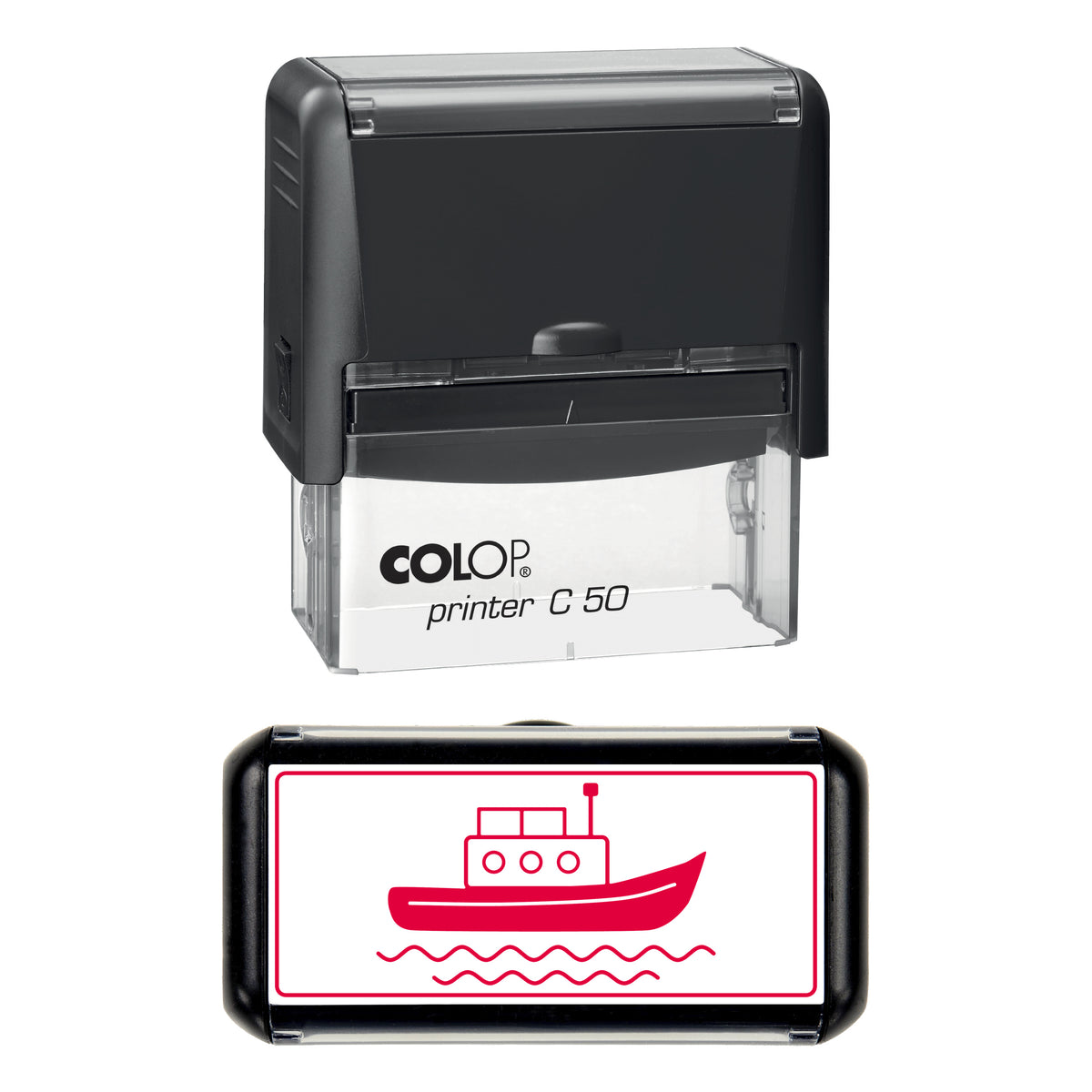 Lifeboat at Sea Stamp, COLOP C50, 70 x 30mm, red ink