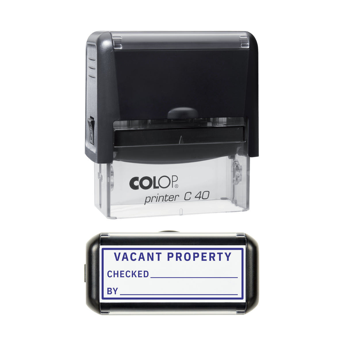Vacant Property Check Stamp, COLOP C40, 58 x 22mm, violet ink