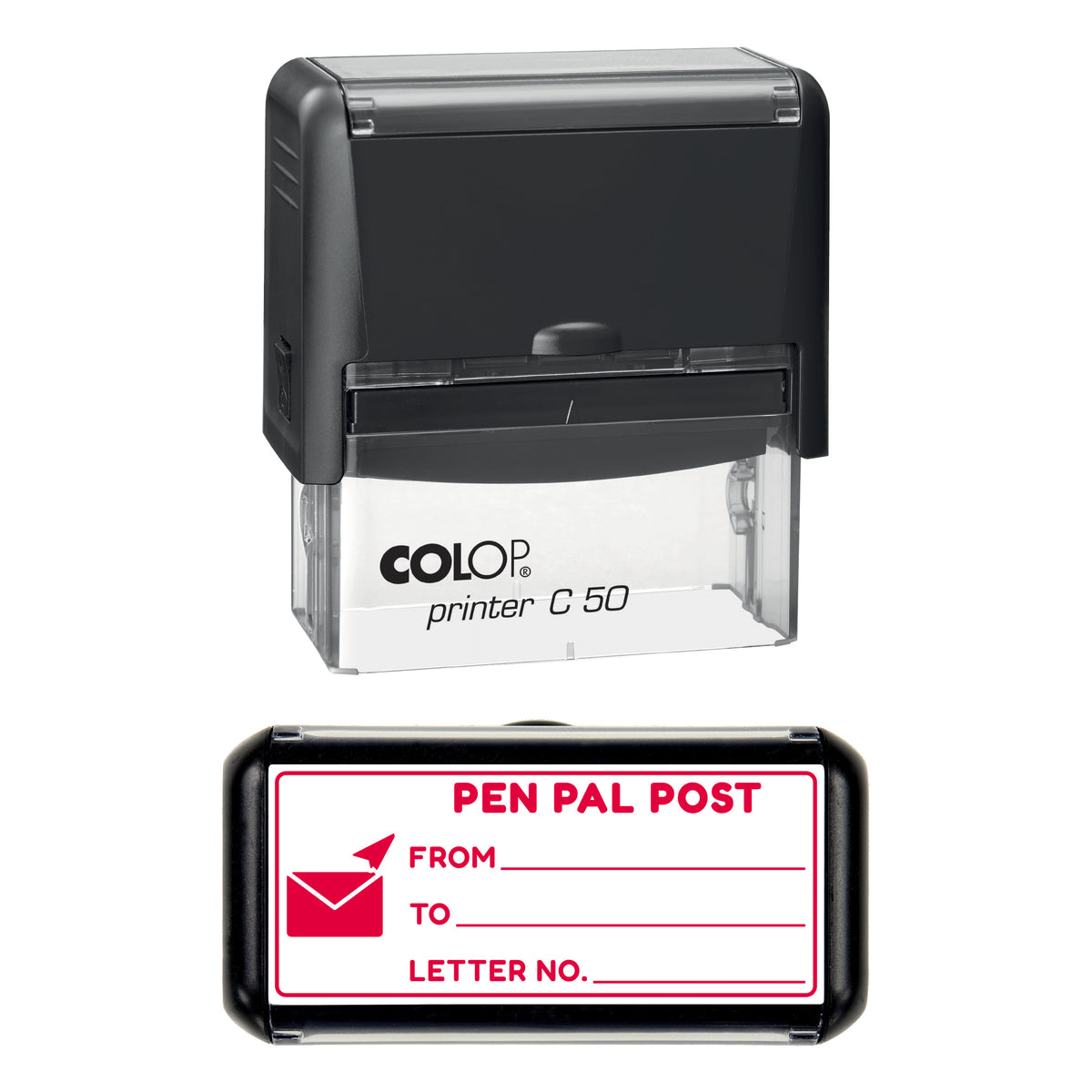Pen Pal Post Stamp, COLOP C50, 70 x 30mm, red ink