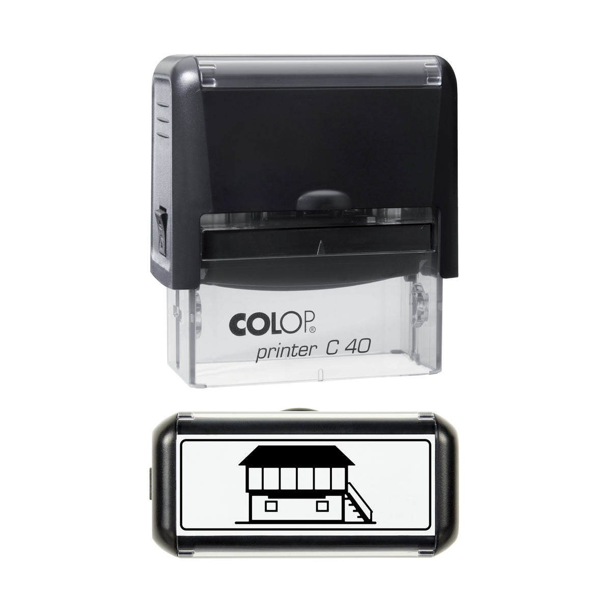 Railway Signal Box Stamp, COLOP C40, 58 x 22mm, black ink