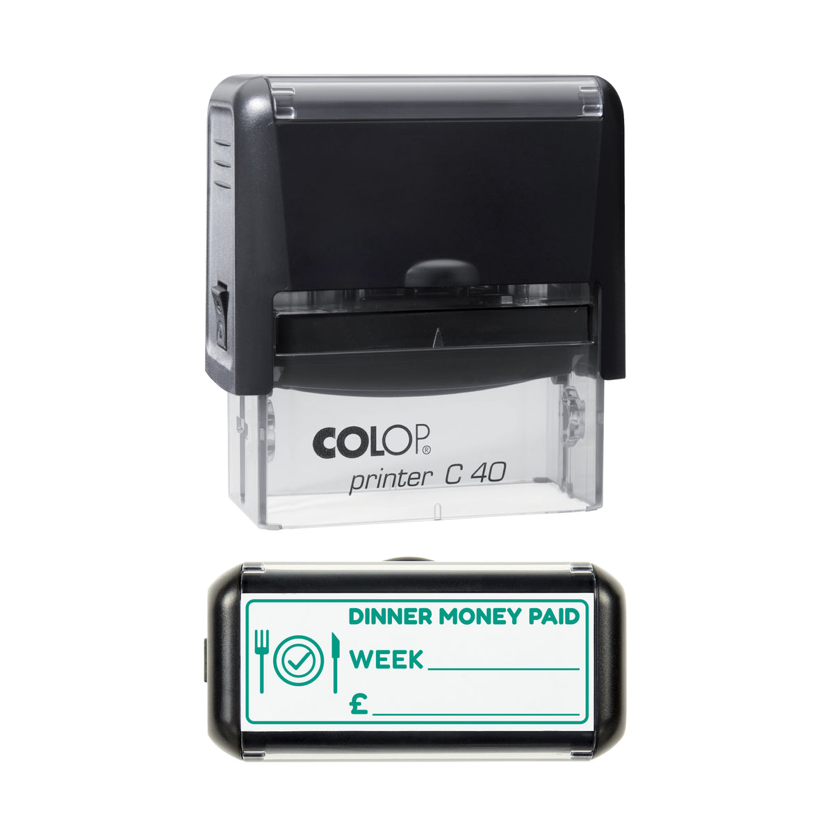 Dinner Money Paid Stamp, COLOP C40, 58 x 22mm, green ink