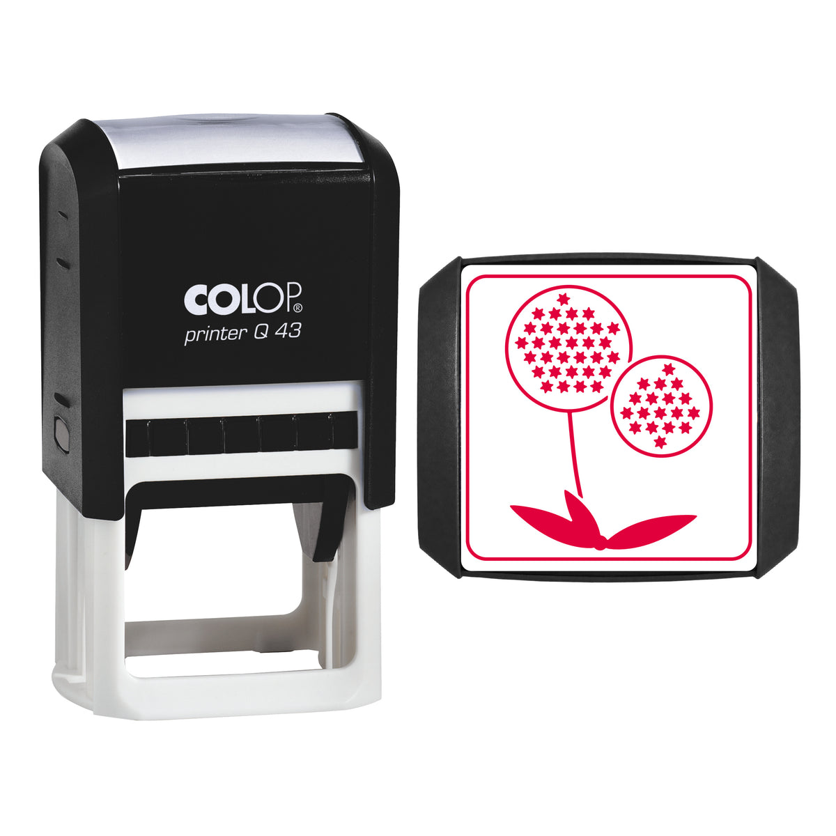 Alliums Stamp, COLOP Q43, 43 x 43mm, red ink