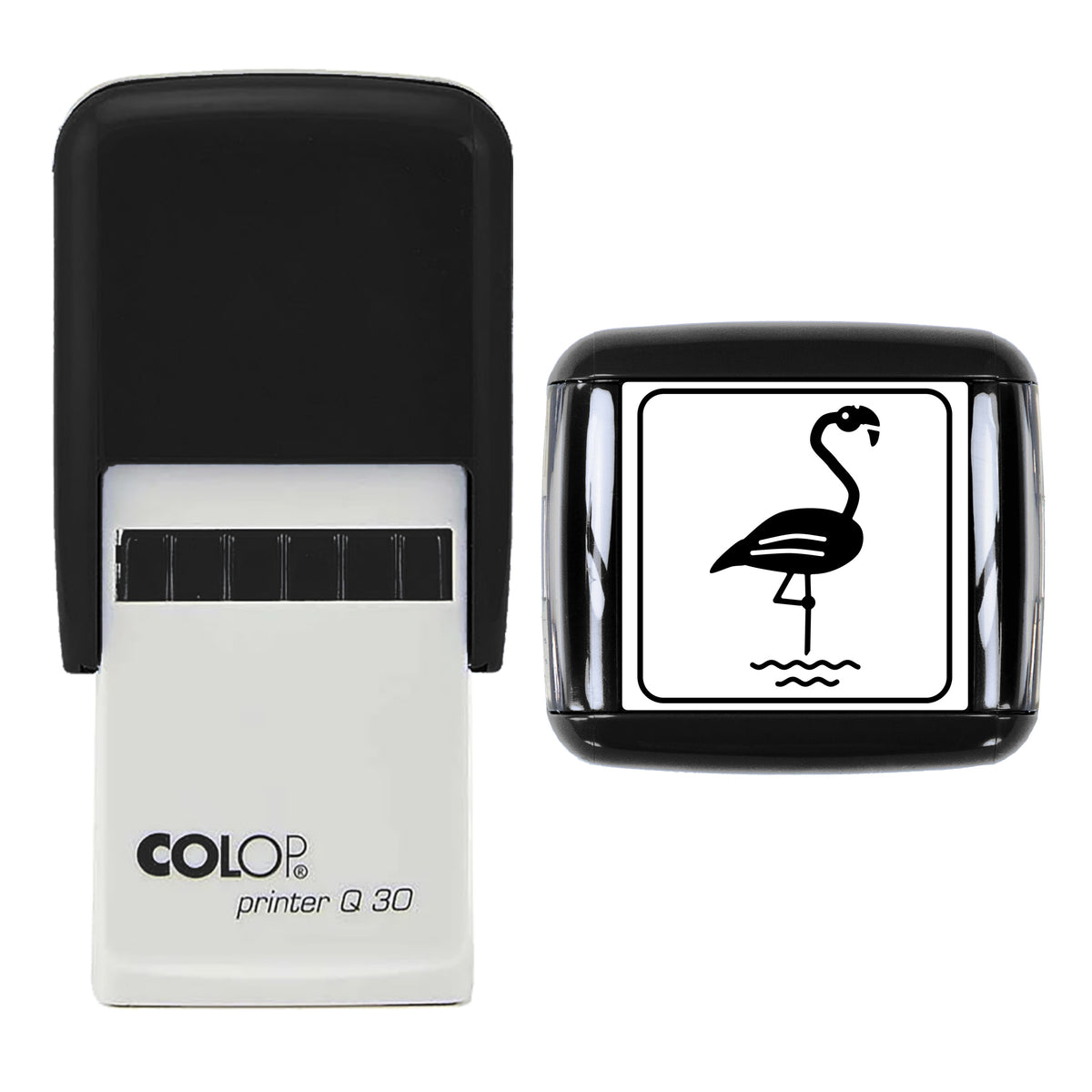 Flamingo Stamp, COLOP Q30, 30 x 30mm, black ink