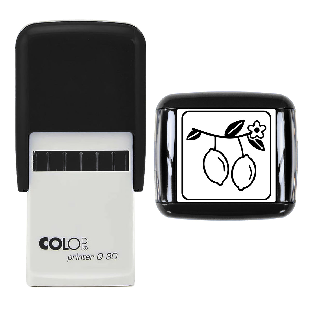 Lemon Sprig Stamp, COLOP Q30, 30 x 30mm, black ink