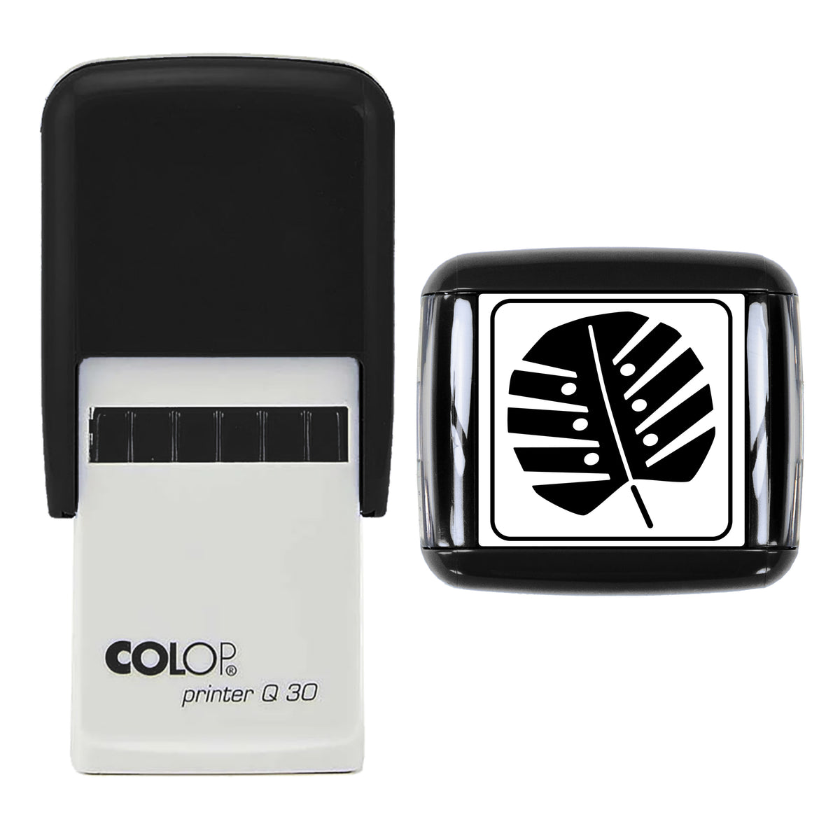 Monstera Leaf Stamp, COLOP Q30, 30 x 30mm, black ink