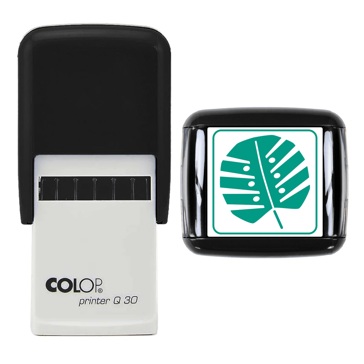 Monstera Leaf Stamp, COLOP Q30, 30 x 30mm, green ink