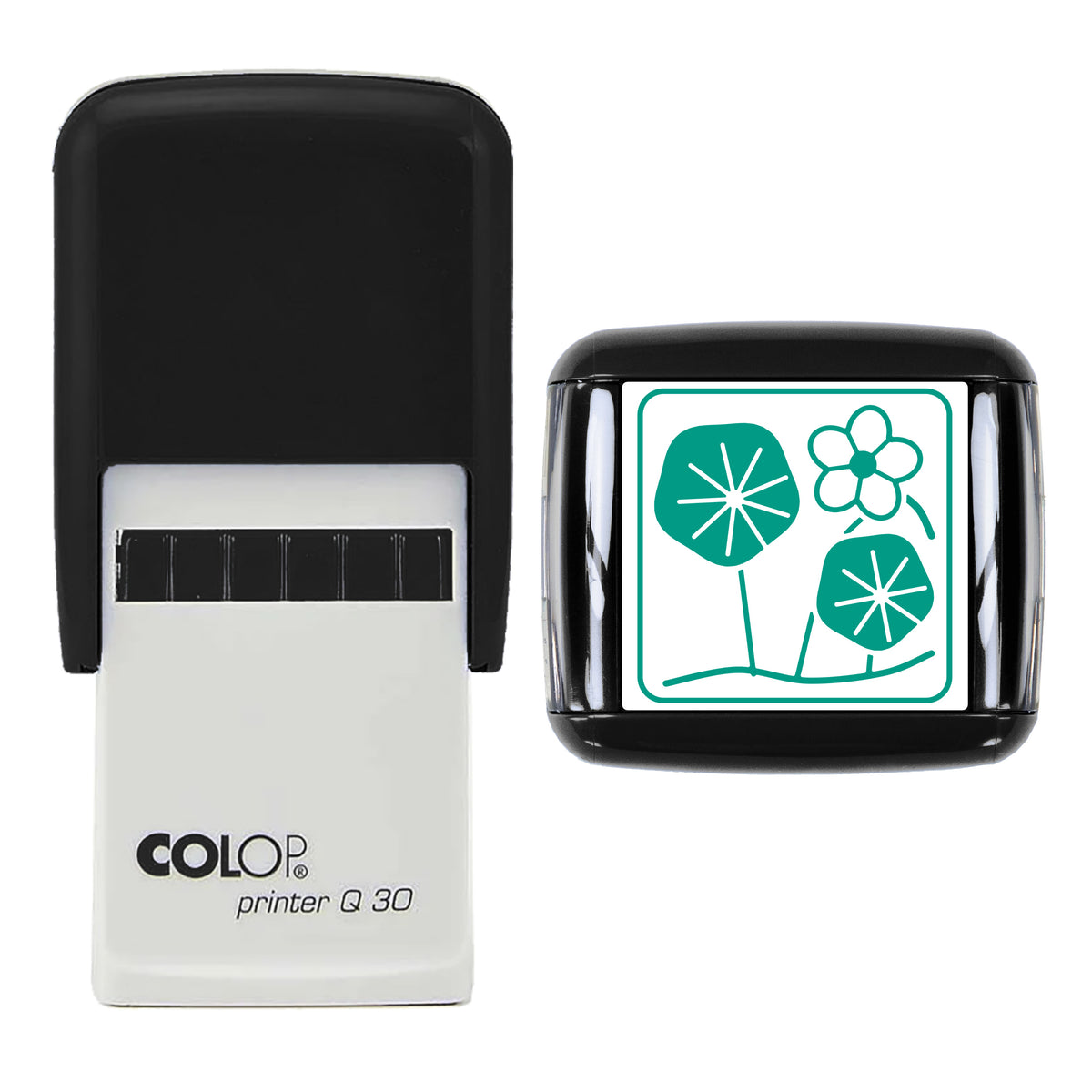 Nasturtium Stamp, COLOP Q30, 30 x 30mm, green ink