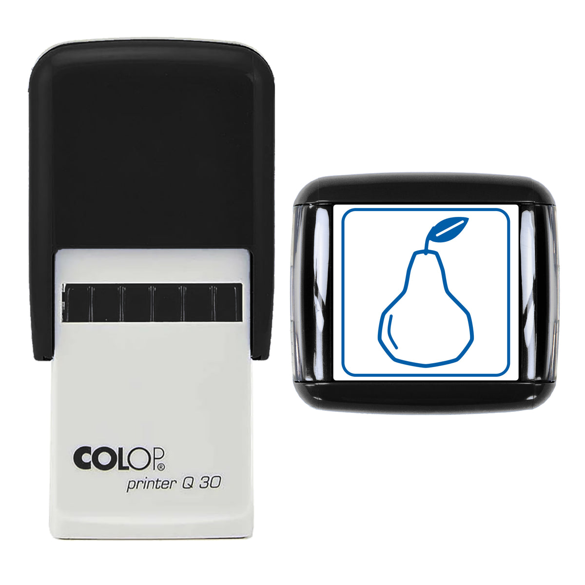 Pear Stamp, COLOP Q30, 30 x 30mm, blue ink