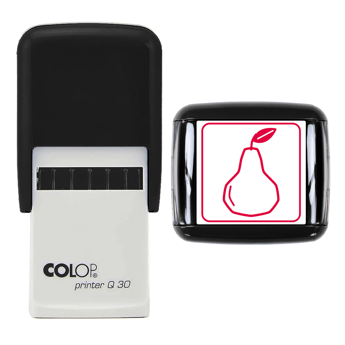 Pear Stamp, COLOP Q30, 30 x 30mm, red ink