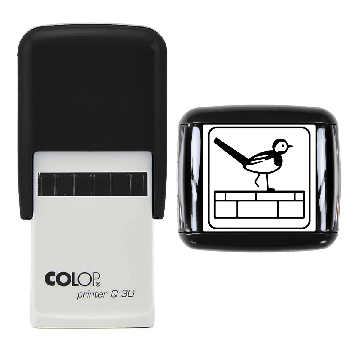 Pied Wagtail Stamp, COLOP Q30, 30 x 30mm, black ink