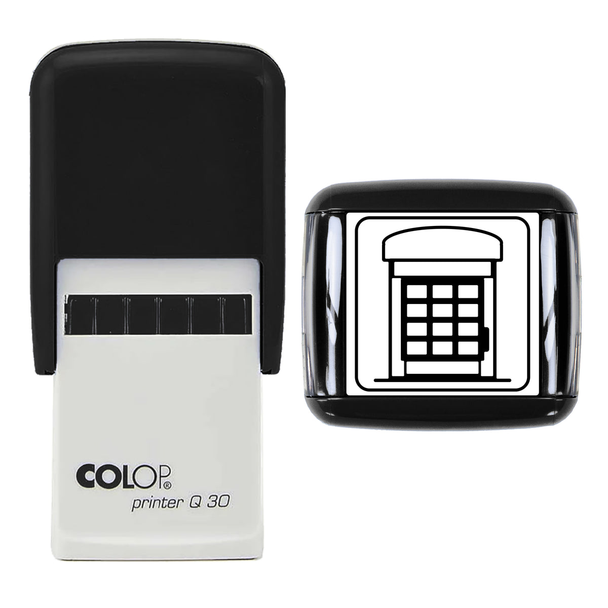 Telephone Box Stamp, COLOP Q30, 30 x 30mm, black ink