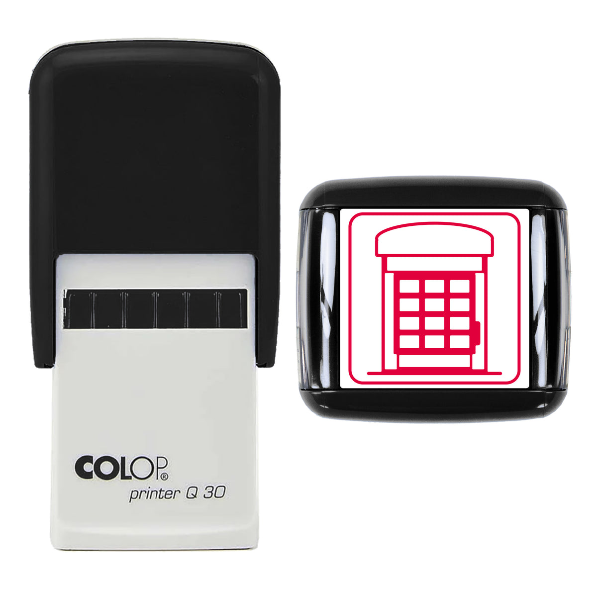 Telephone Box Stamp, COLOP Q30, 30 x 30mm, red ink