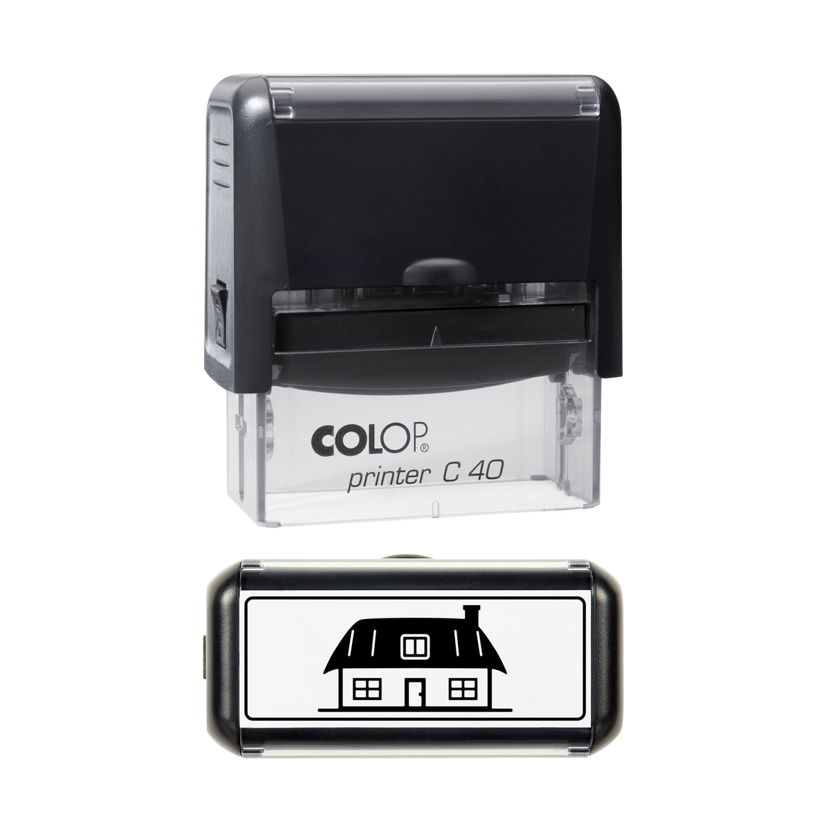Thatched Cottage Stamp, COLOP C40, 58 x 22mm, black ink