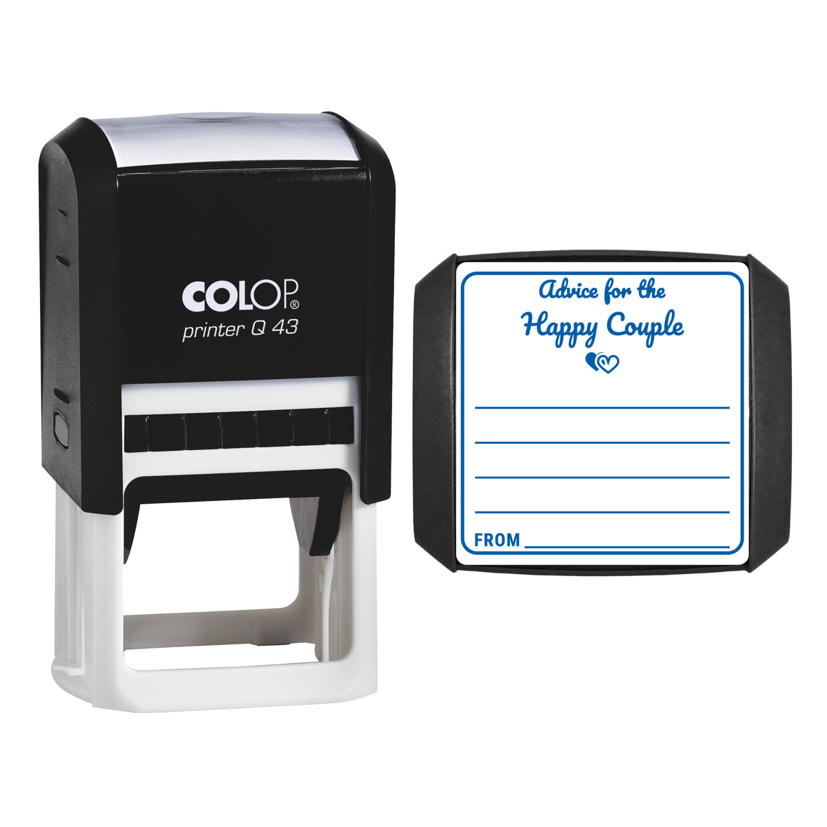 Advice for the Happy Couple Stamp, COLOP Q43, 43 x 43mm, blue ink