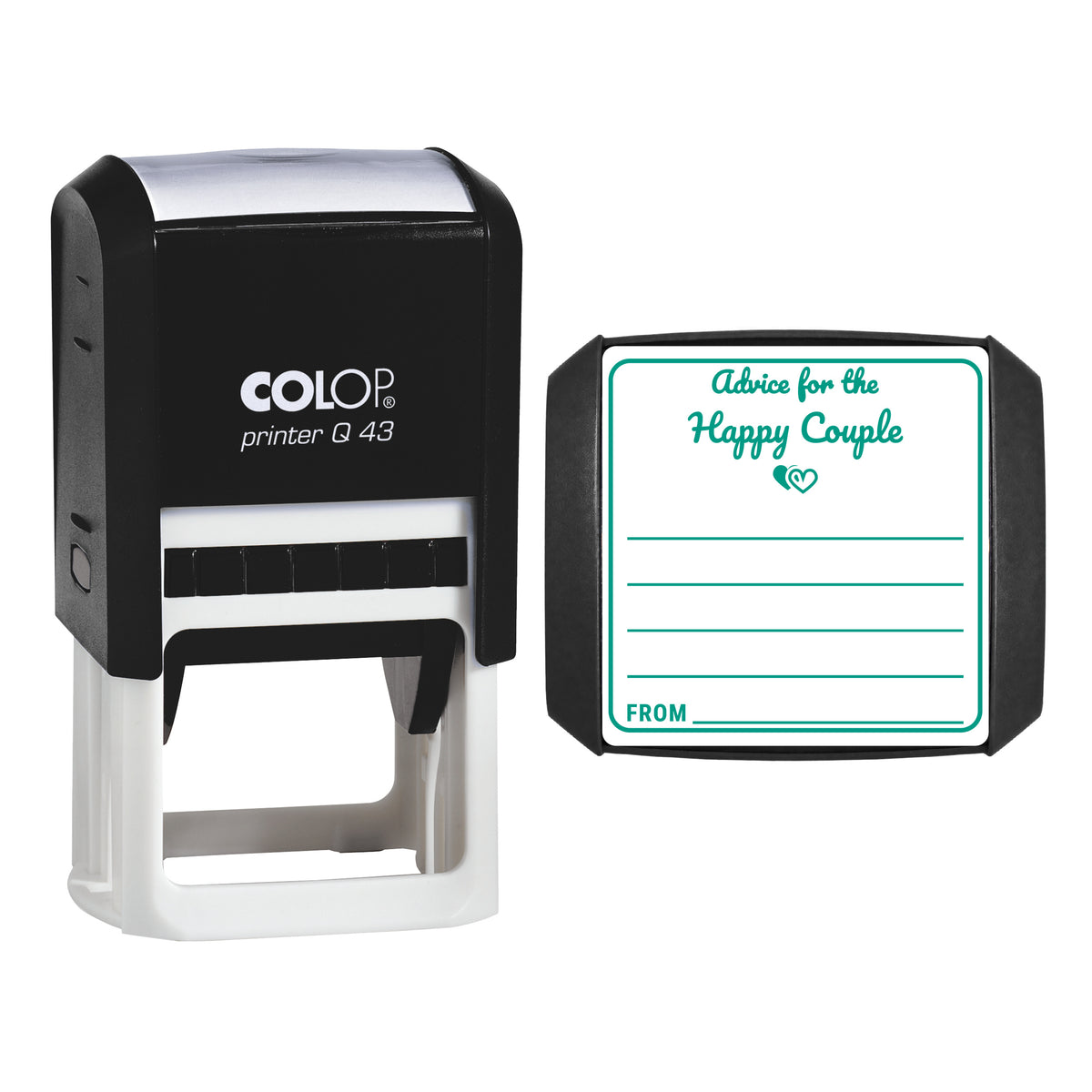 Advice for the Happy Couple Stamp, COLOP Q43, 43 x 43mm, green ink