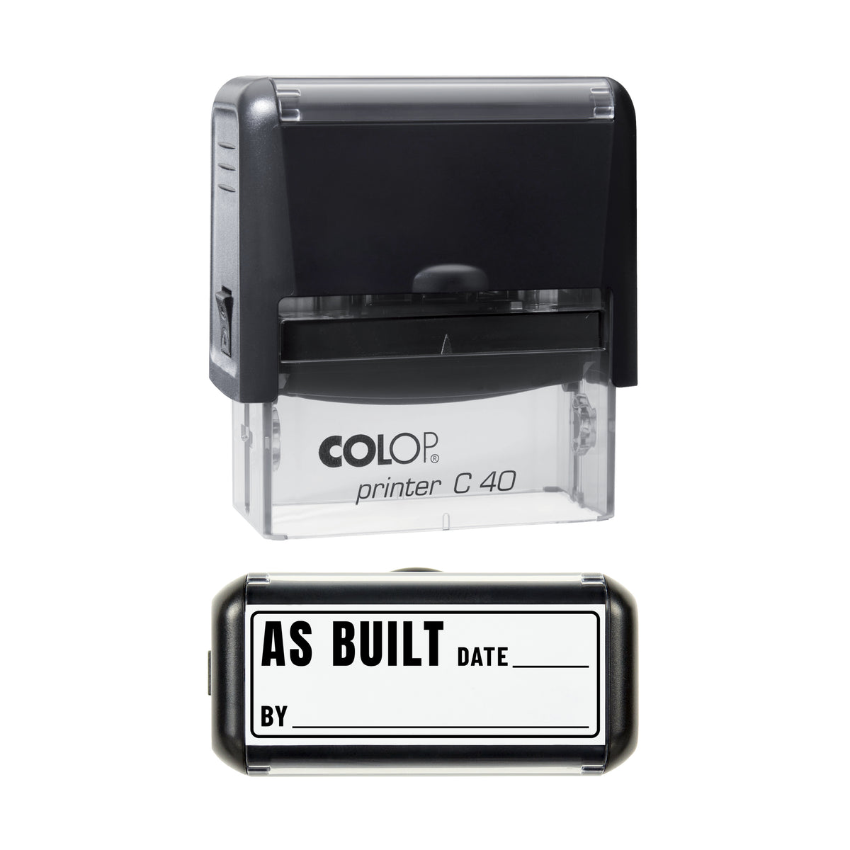As Built Stamp, COLOP C40, 58 x 22mm, black ink
