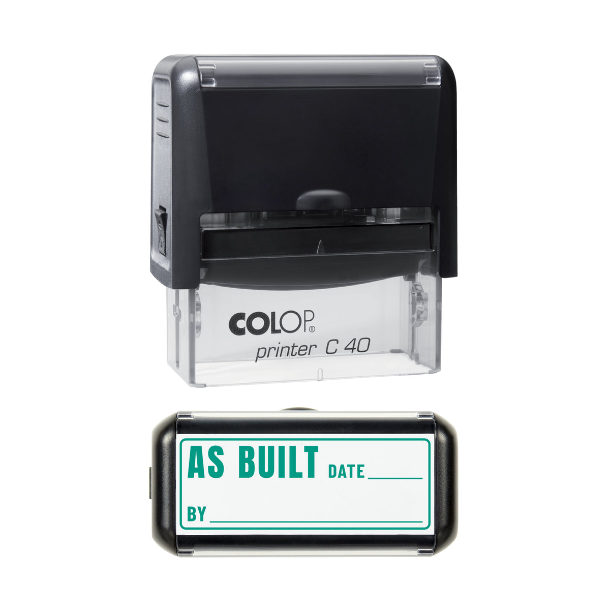 As Built Stamp, COLOP C40, 58 x 22mm, green ink