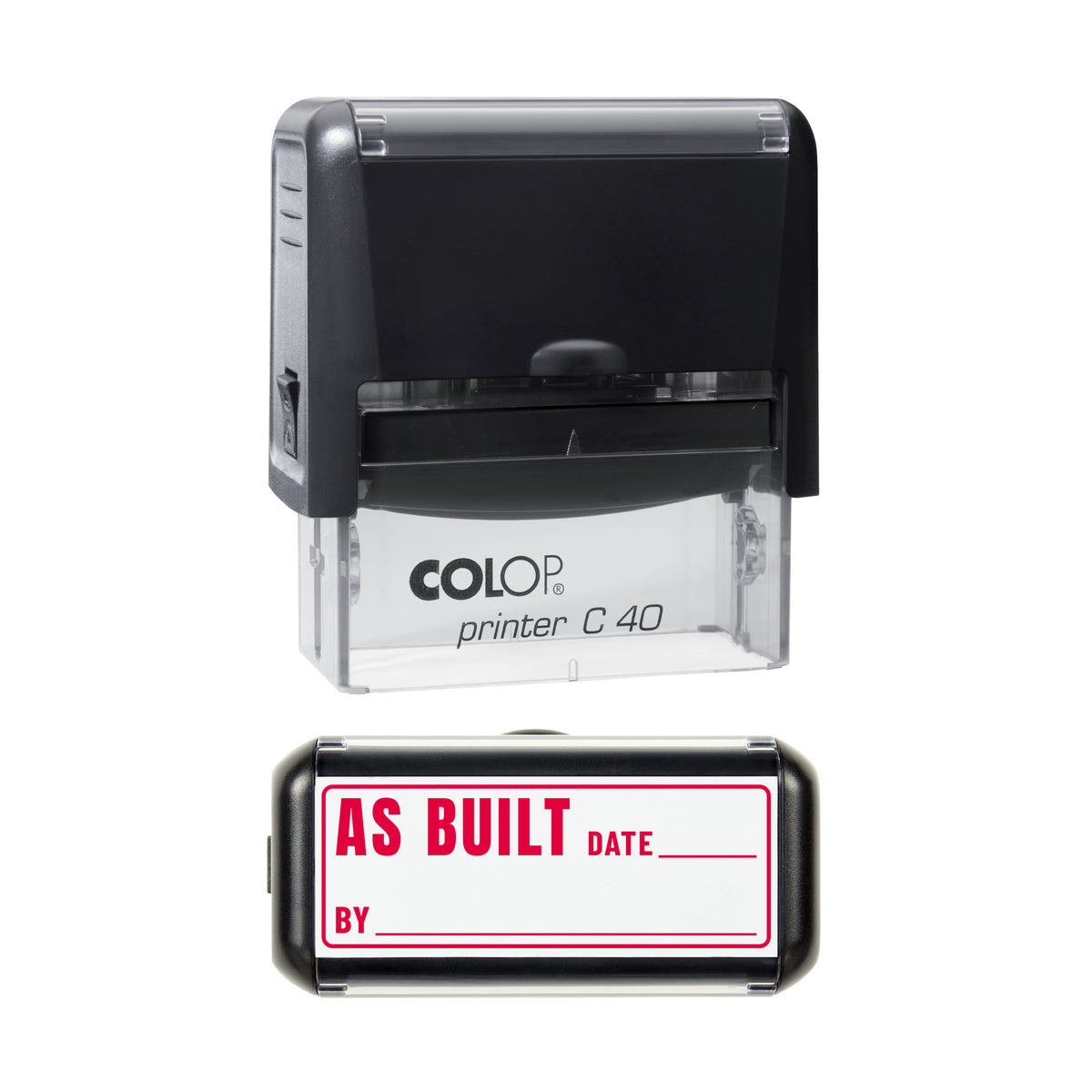 As Built Stamp, COLOP C40, 58 x 22mm, red ink