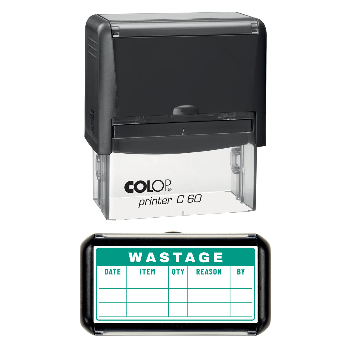 Kitchen Wastage Log Stamp, COLOP C60, 77 x 36mm, green ink