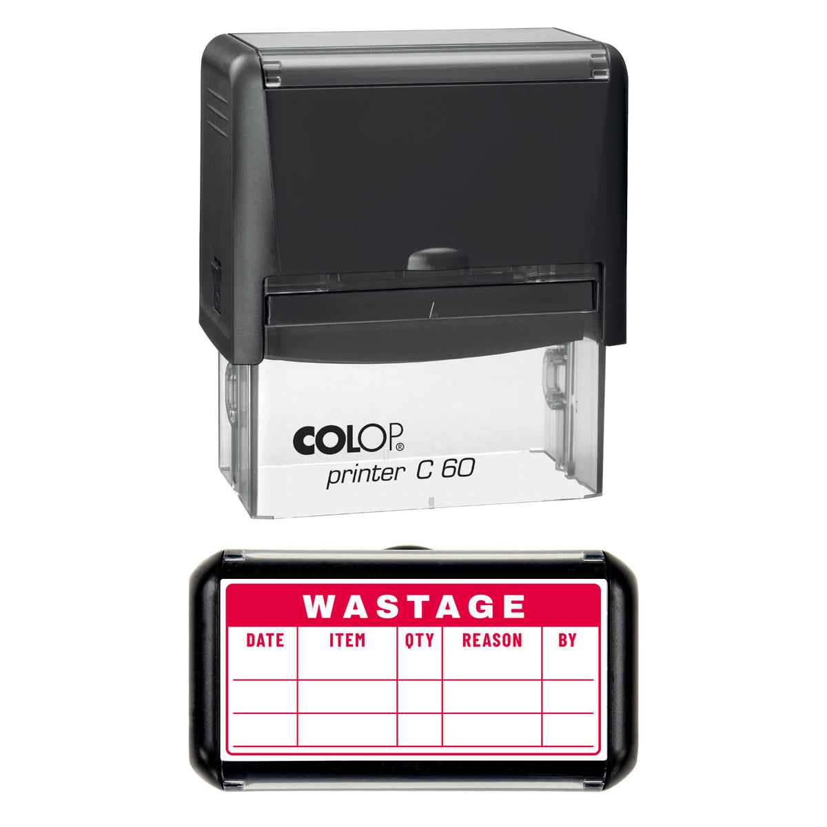 Kitchen Wastage Log Stamp, COLOP C60, 77 x 36mm, red ink
