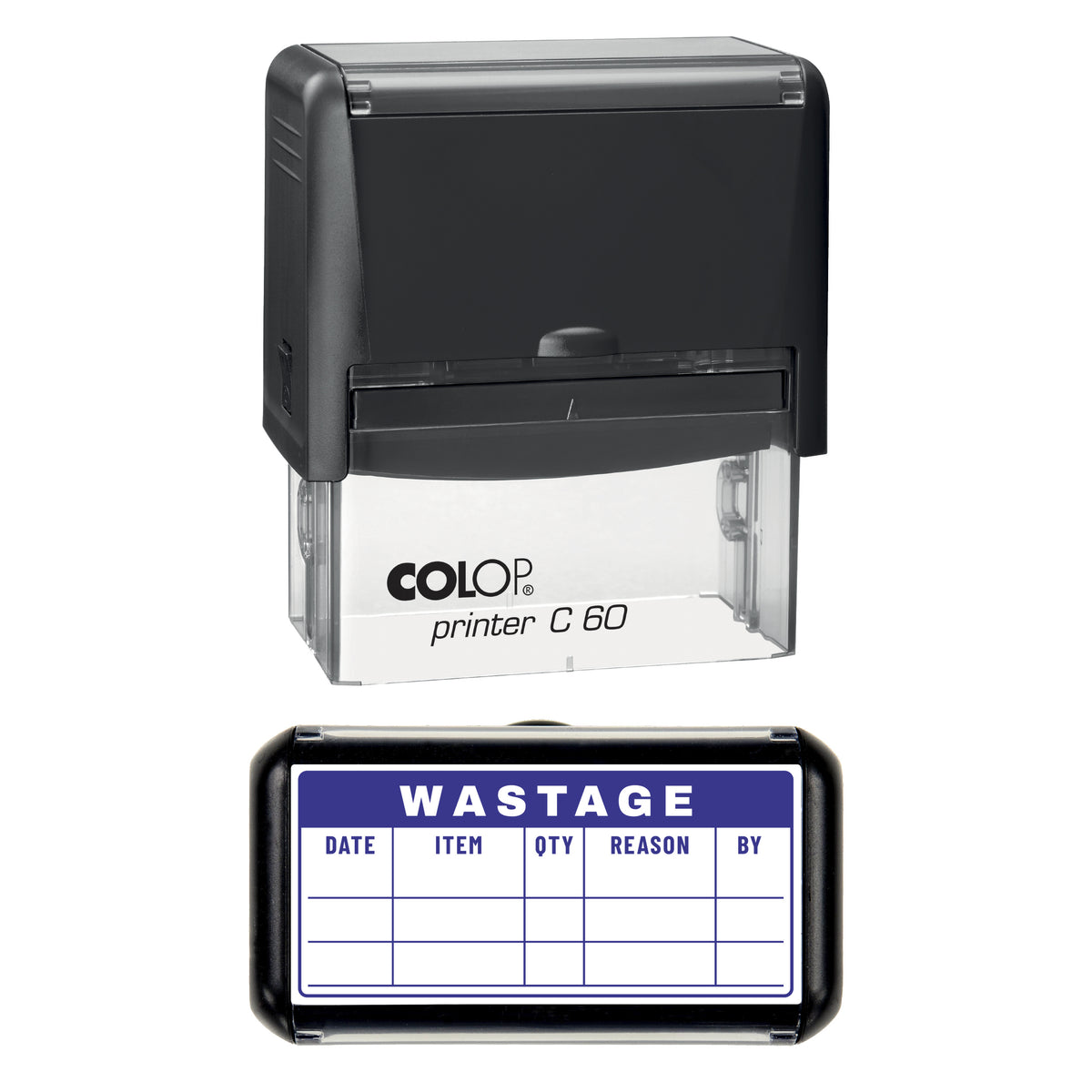 Kitchen Wastage Log Stamp, COLOP C60, 77 x 36mm, violet ink