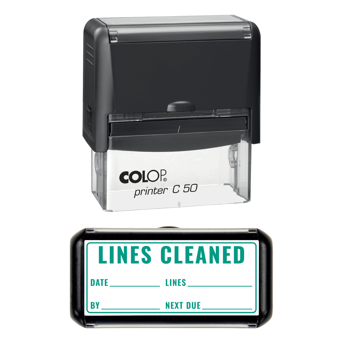 Lines Cleaned Stamp, COLOP C50, 70 x 30mm, green ink