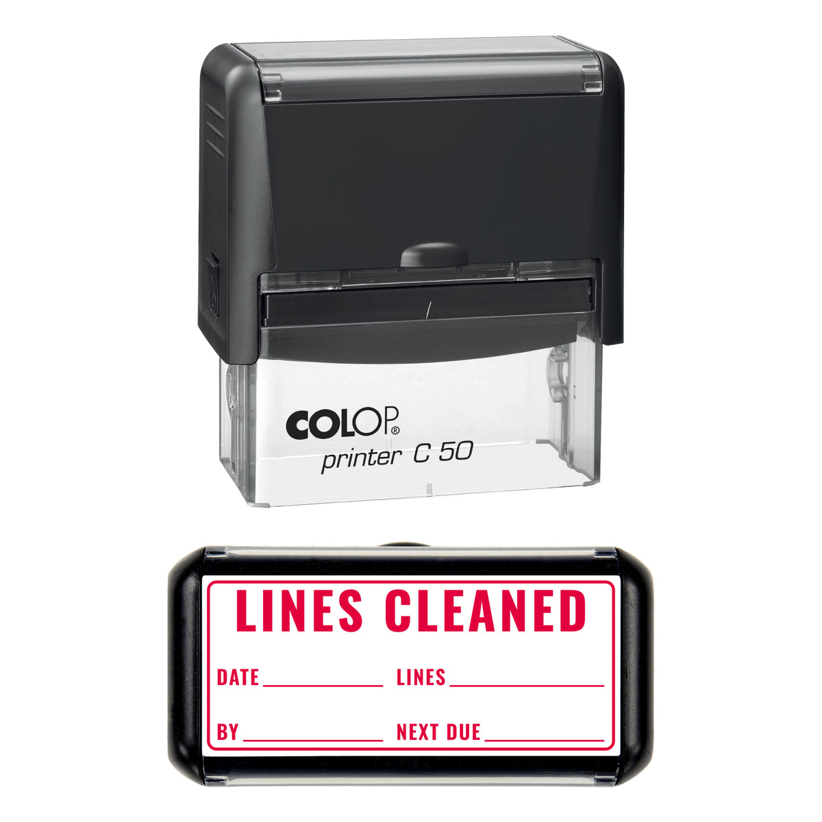 Lines Cleaned Stamp, COLOP C50, 70 x 30mm, red ink