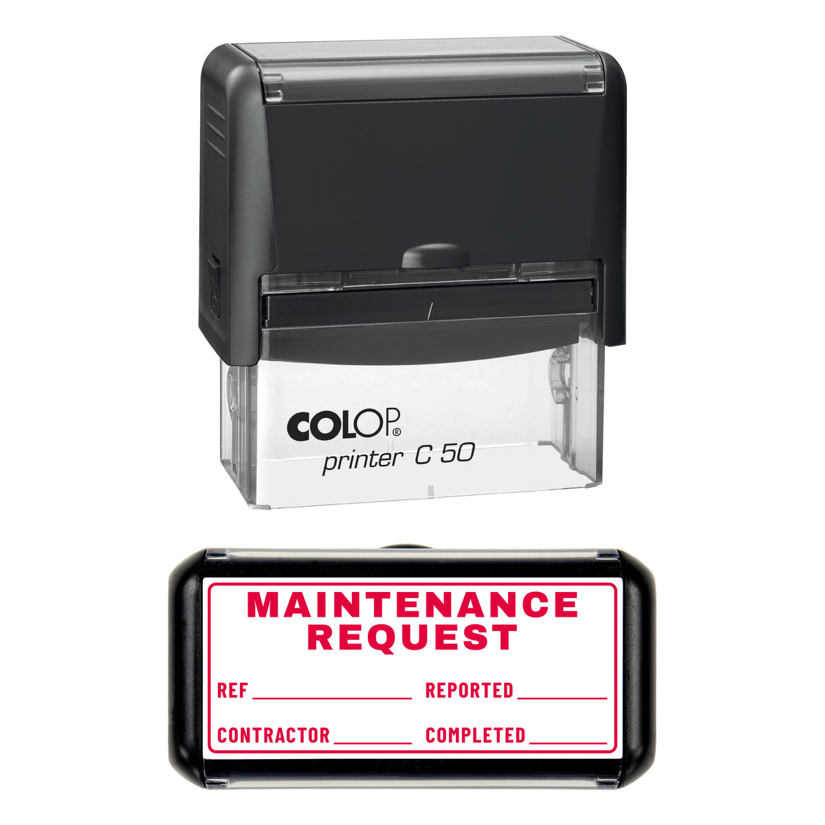 Maintenance Request Stamp, COLOP C50, 70 x 30mm, red ink
