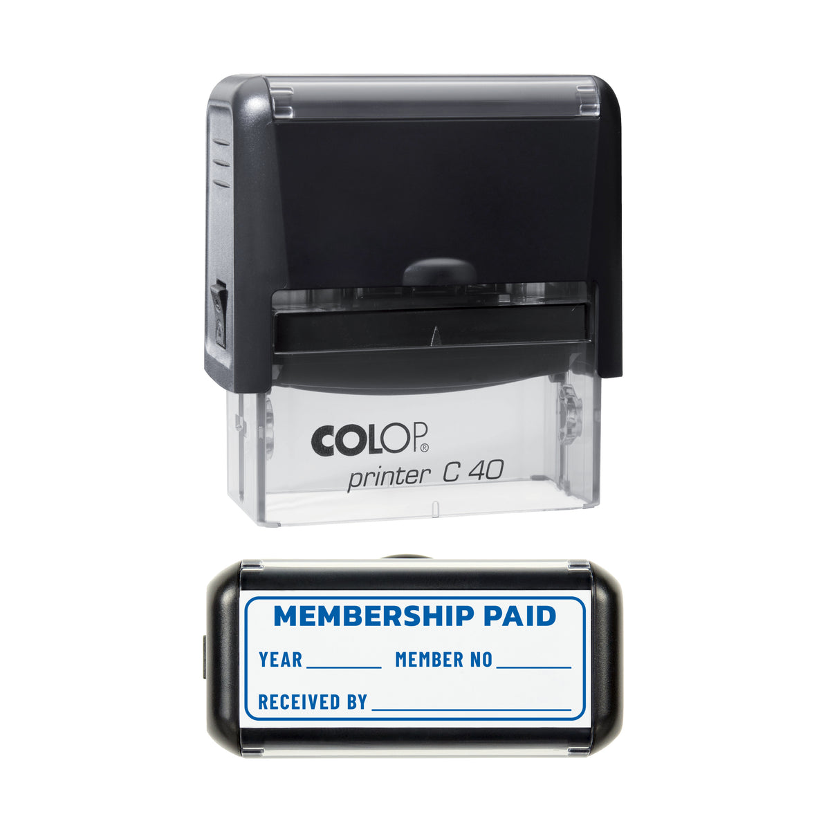 Membership Paid Stamp, COLOP C40, 58 x 22mm, blue ink