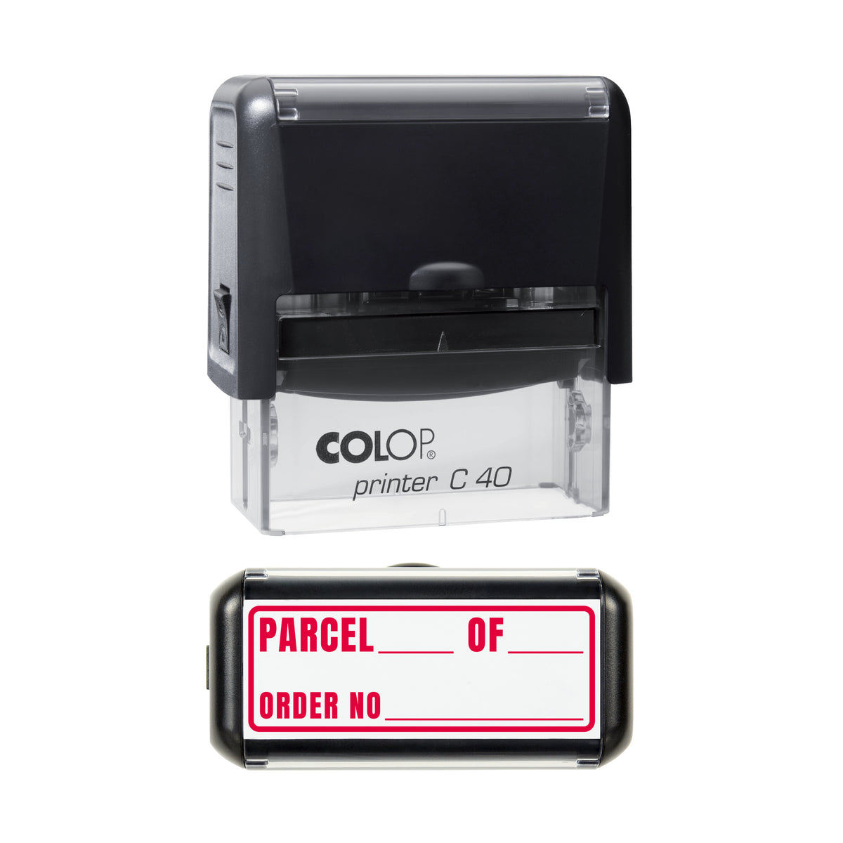 Parcel Of Stamp, COLOP C40, 58 x 22mm, red ink