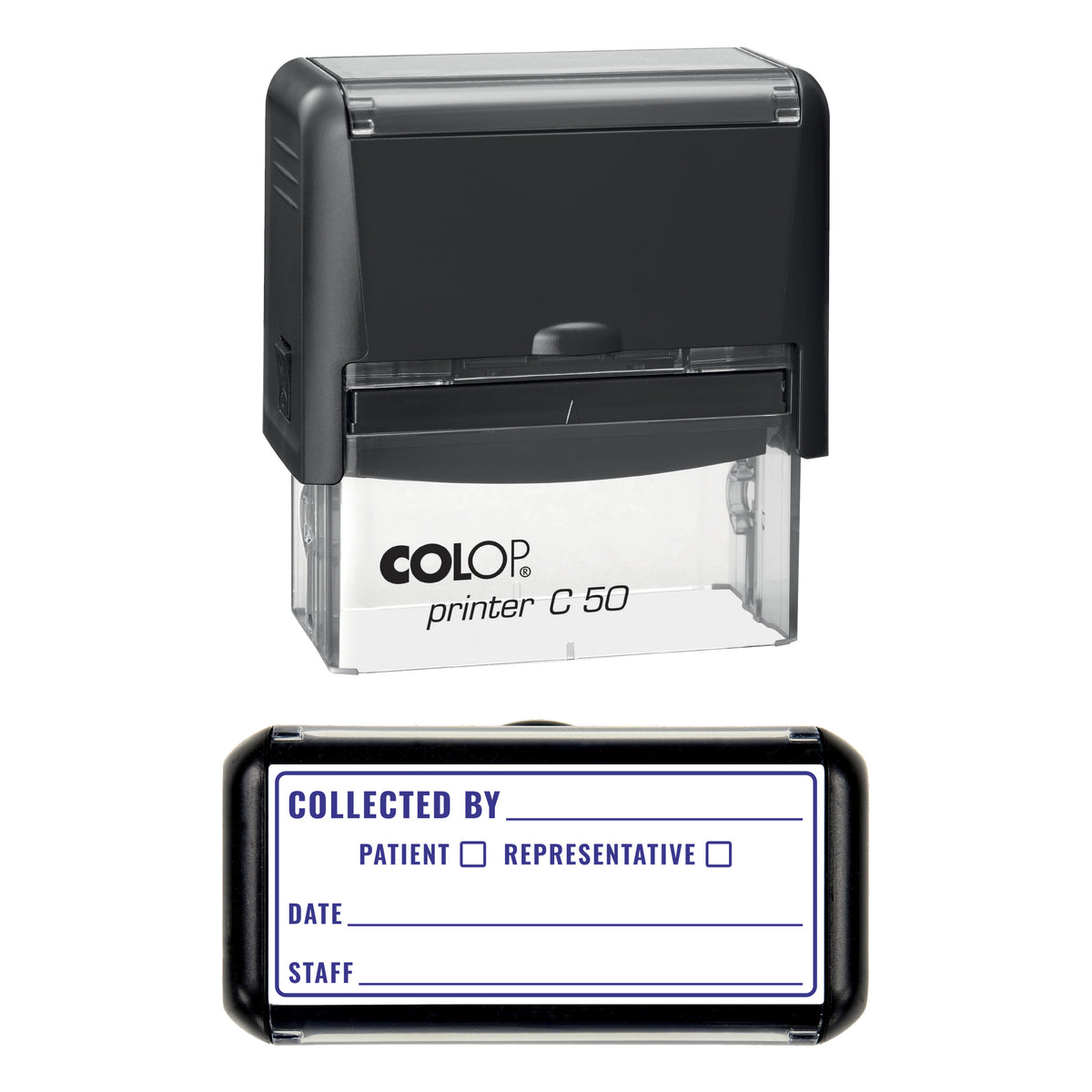 Prescription Collected Stamp, COLOP C50, 70 x 30mm, violet ink