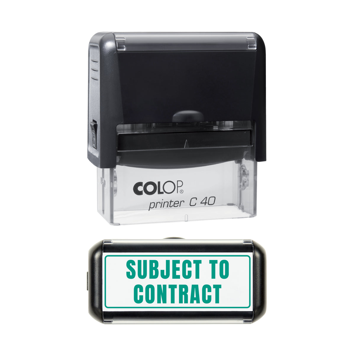 Subject to Contract Stamp, COLOP C40, 58 x 22mm, green ink