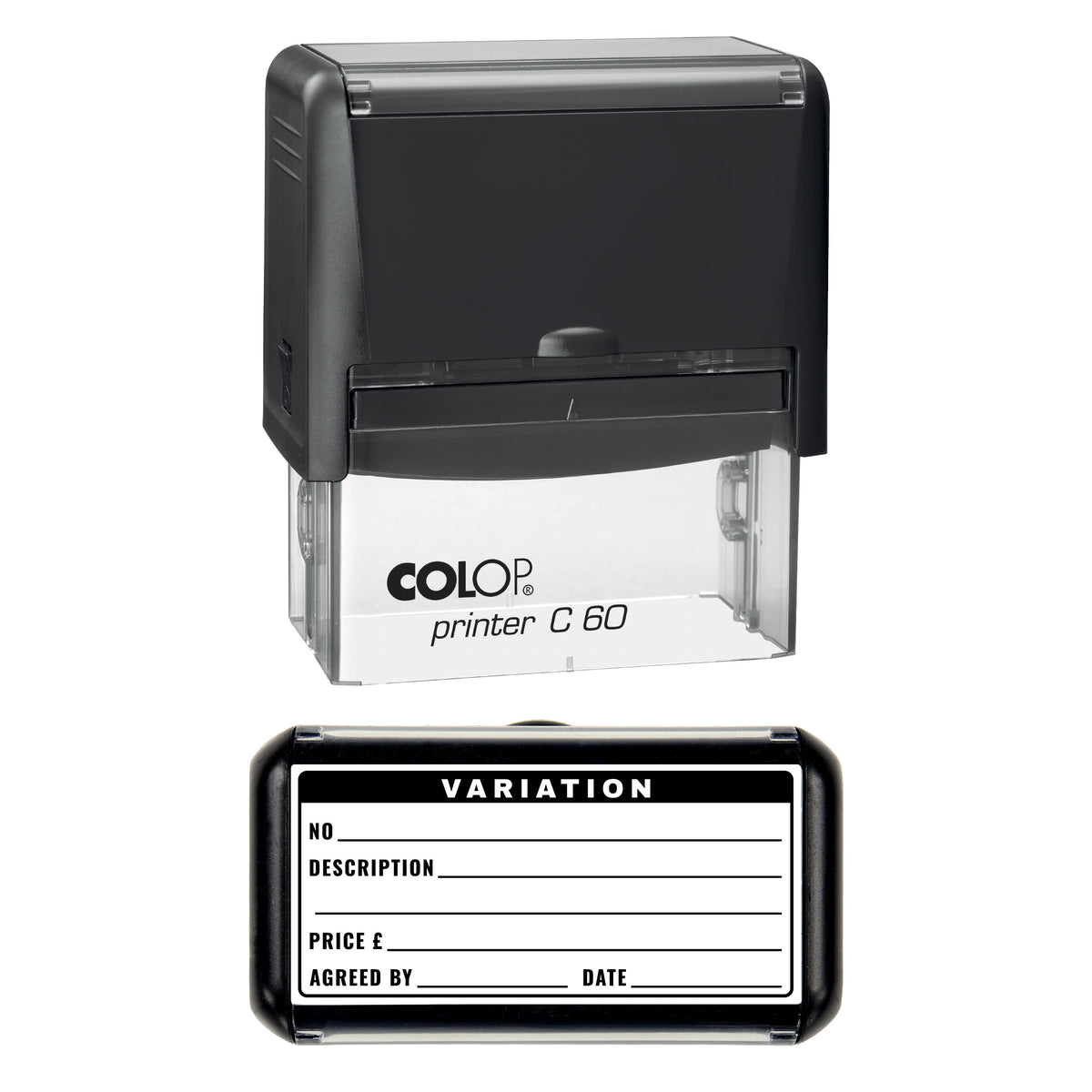 Variation Record Stamp, COLOP C60, 77 x 36mm, black ink