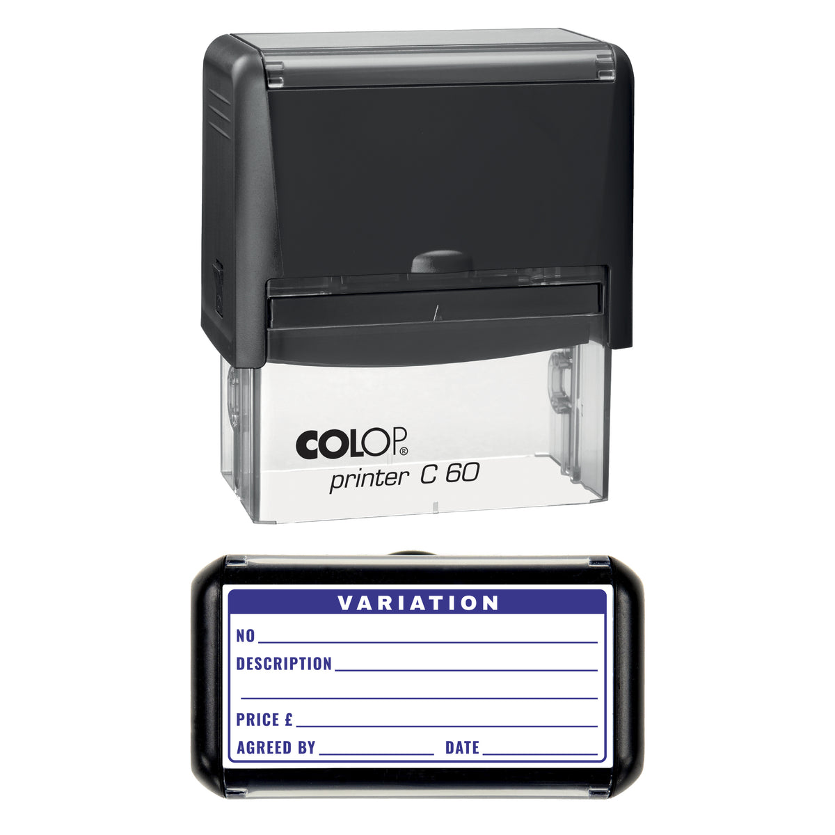 Variation Record Stamp, COLOP C60, 77 x 36mm, violet ink