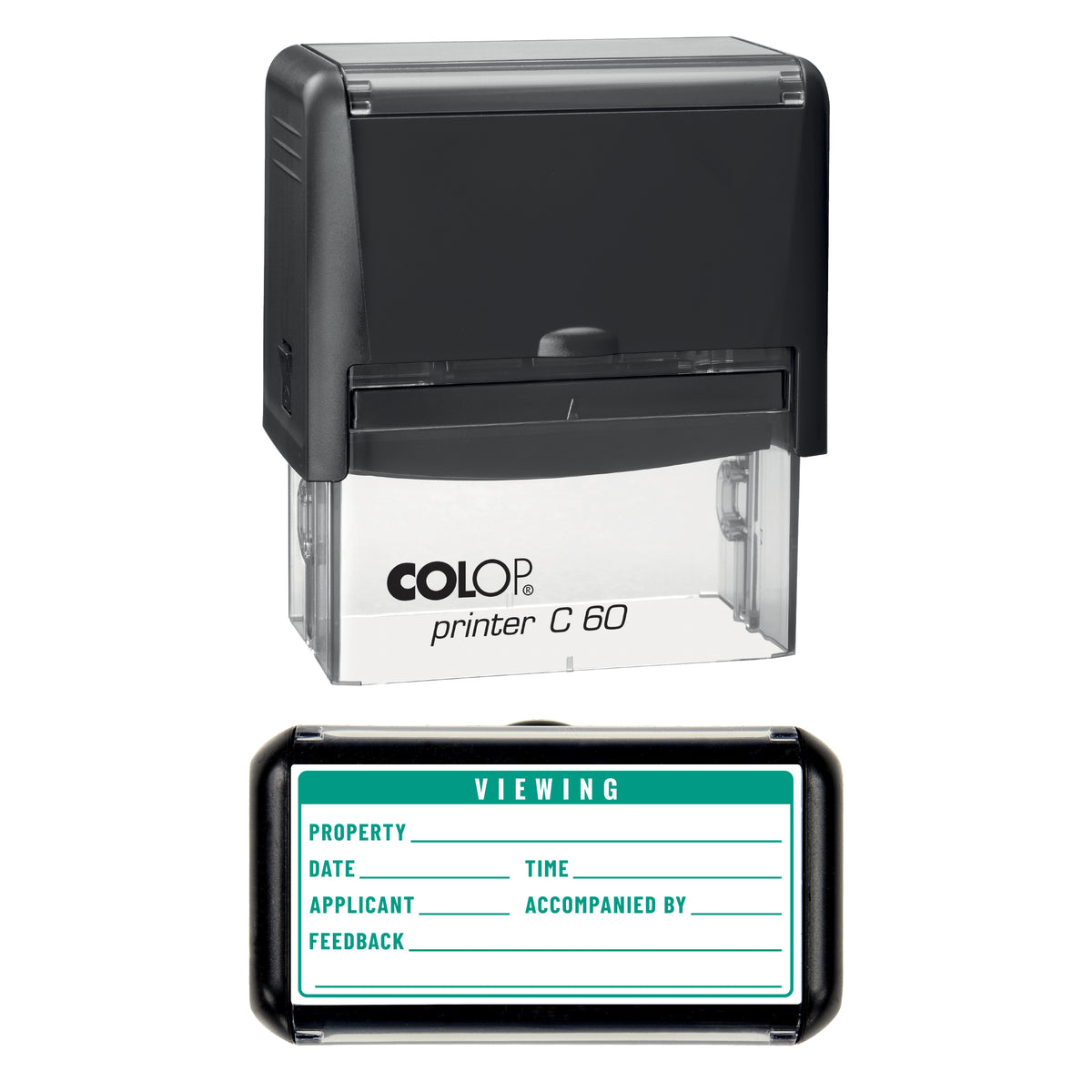Property Viewing Record Stamp, COLOP C60, 77 x 36mm, green ink