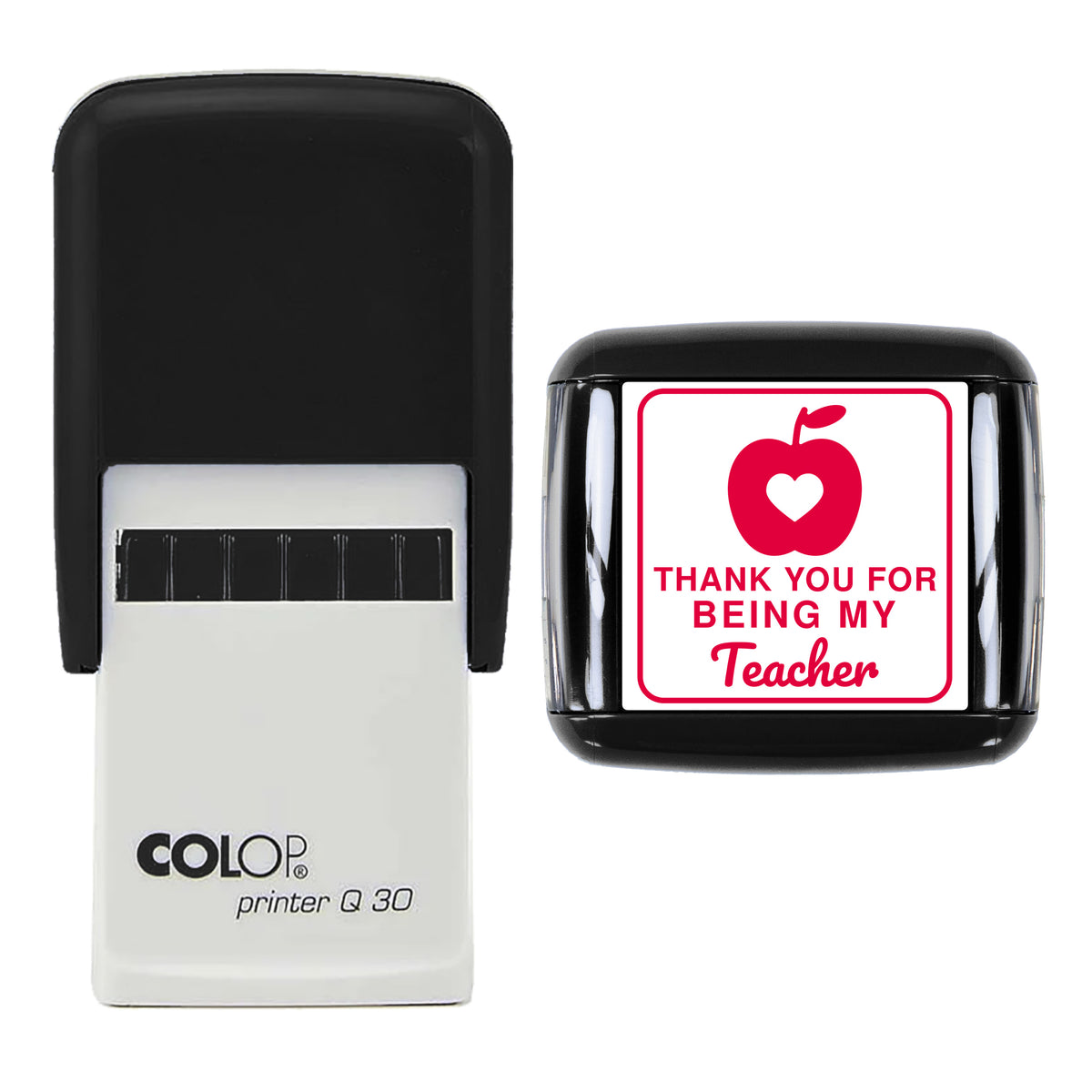 Thank You for Being My Teacher Stamp, COLOP Q30, 30 x 30mm, red ink