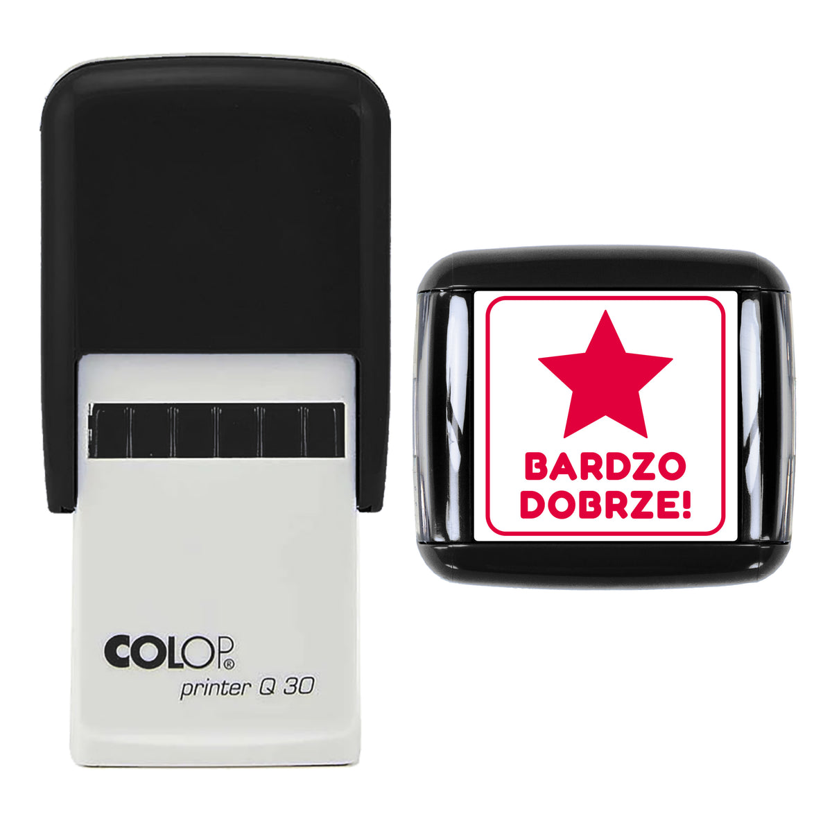 Bardzo Dobrze Polish Reward Stamp, COLOP Q30, 30 x 30mm, red ink
