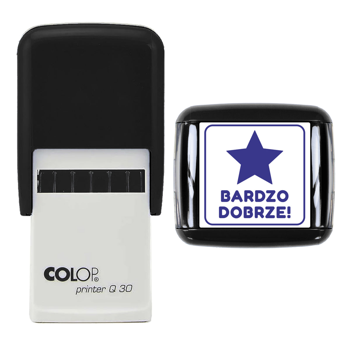 Bardzo Dobrze Polish Reward Stamp, COLOP Q30, 30 x 30mm, violet ink