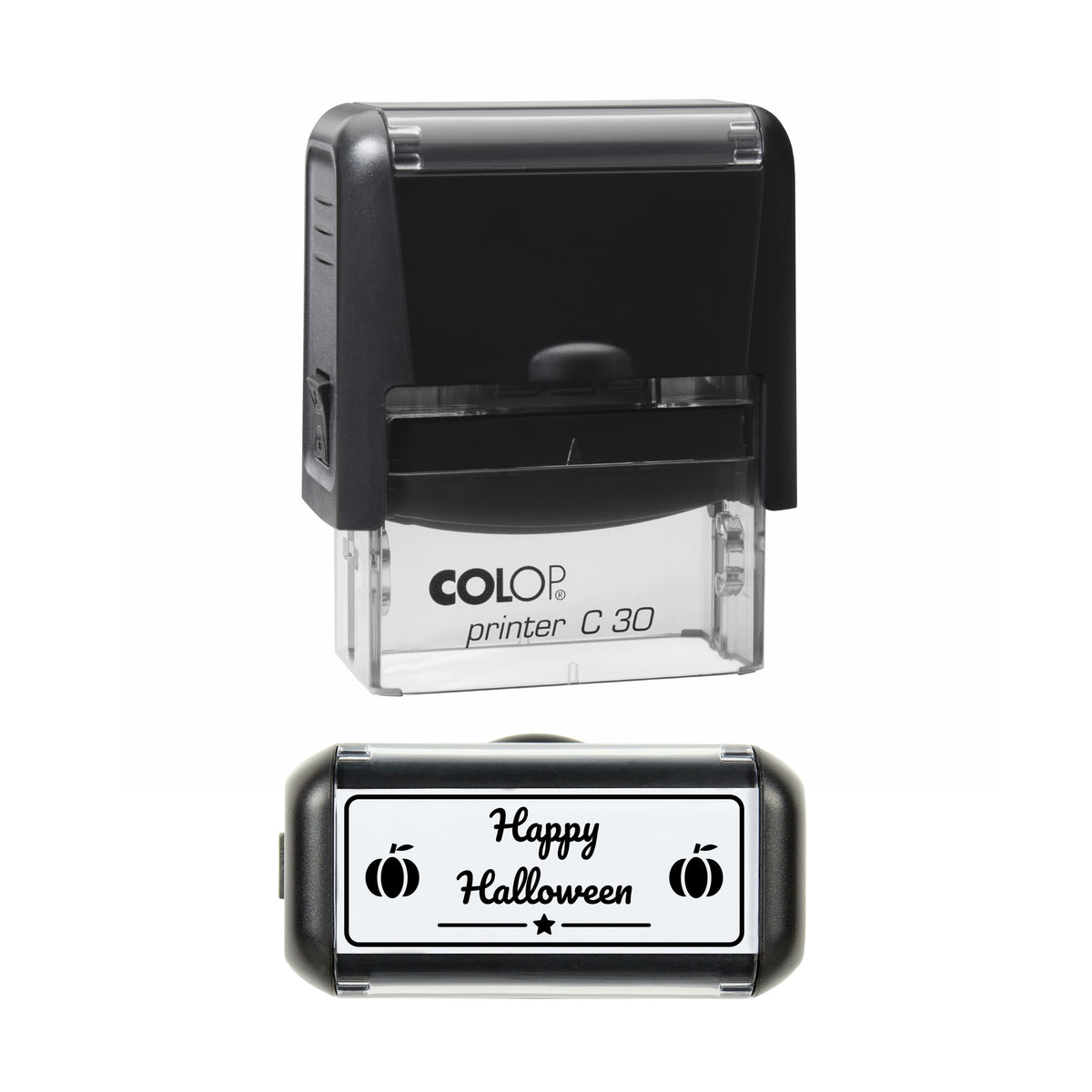 Happy Halloween Stamp, COLOP C30, 45 x 18mm, black ink