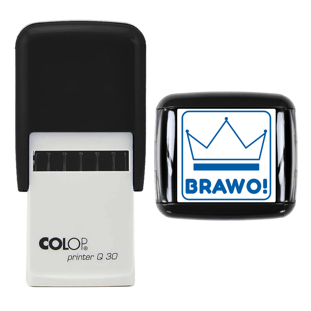 Brawo Polish Reward Stamp, COLOP Q30, 30 x 30mm, blue ink