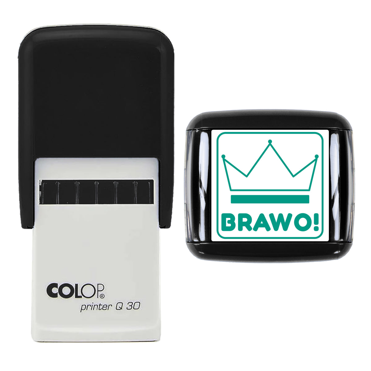 Brawo Polish Reward Stamp, COLOP Q30, 30 x 30mm, green ink