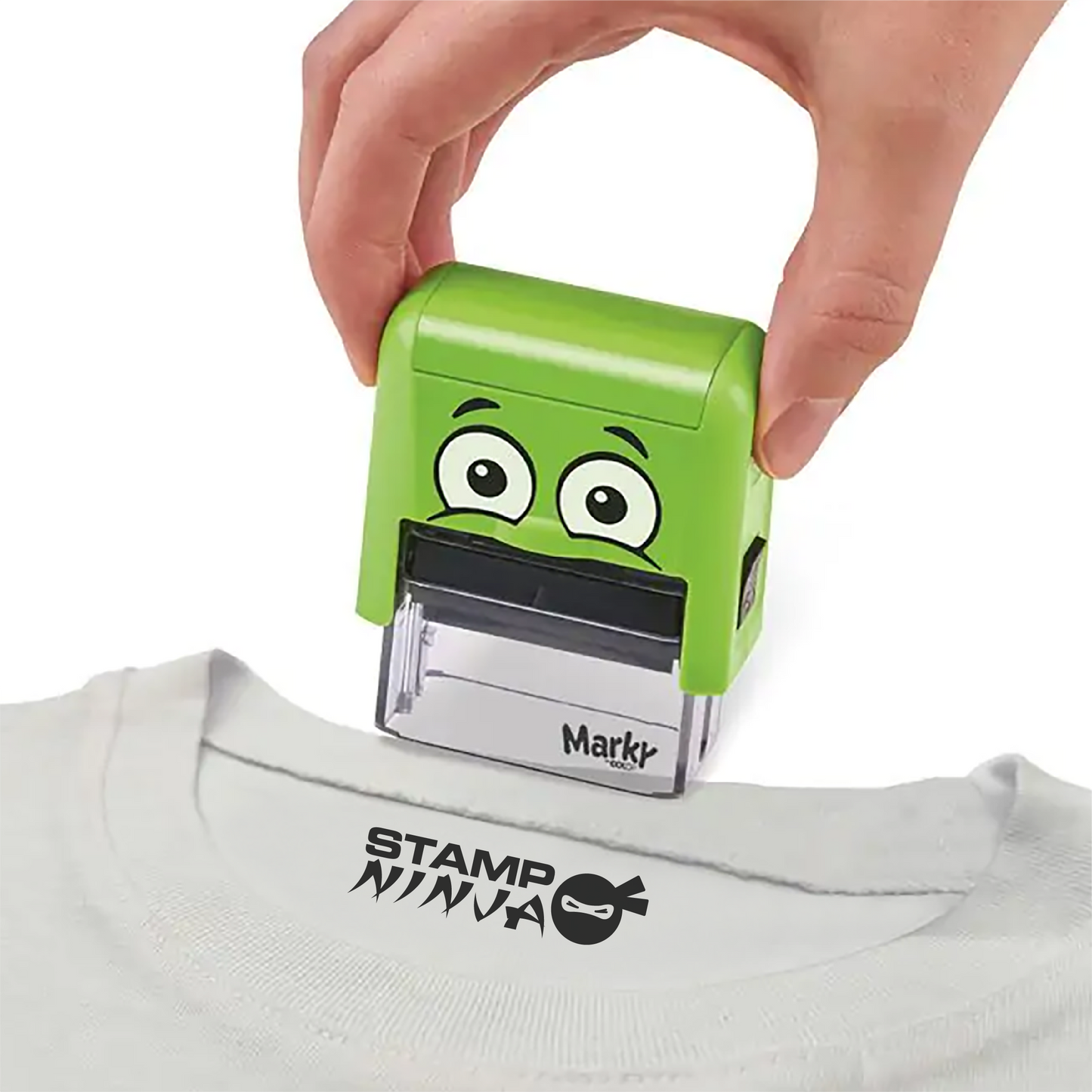 Personalised School Uniform Name Stamp – 38 × 14mm Textile Stamp - Marky - Green